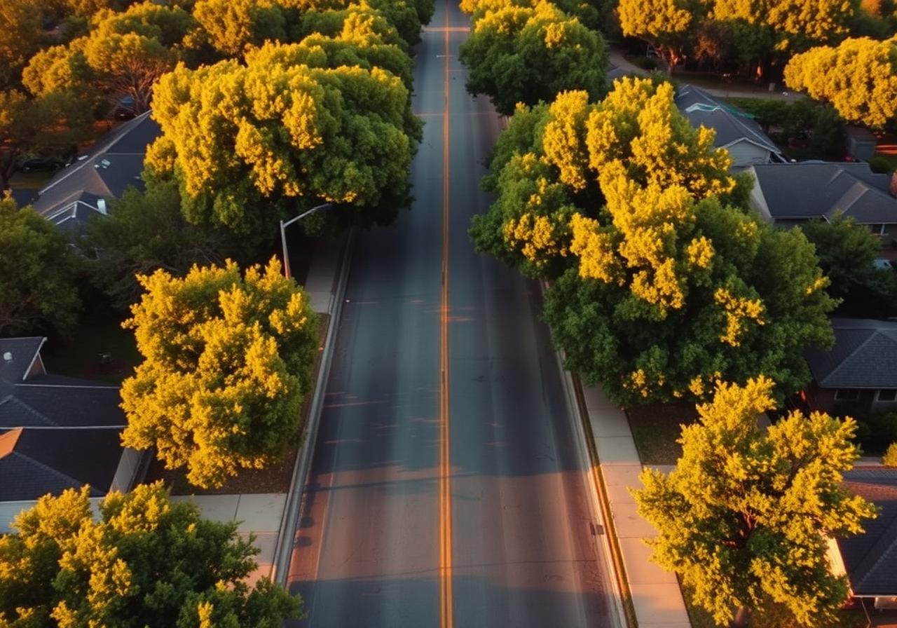 Tree-lined Olathe street